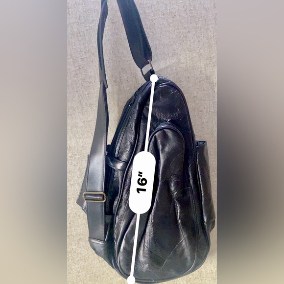 Comfort Carry-All Crossbody Sling Black Patchwork Shoulder Bag Ergo Purse Unisex - Picture 10 of 16